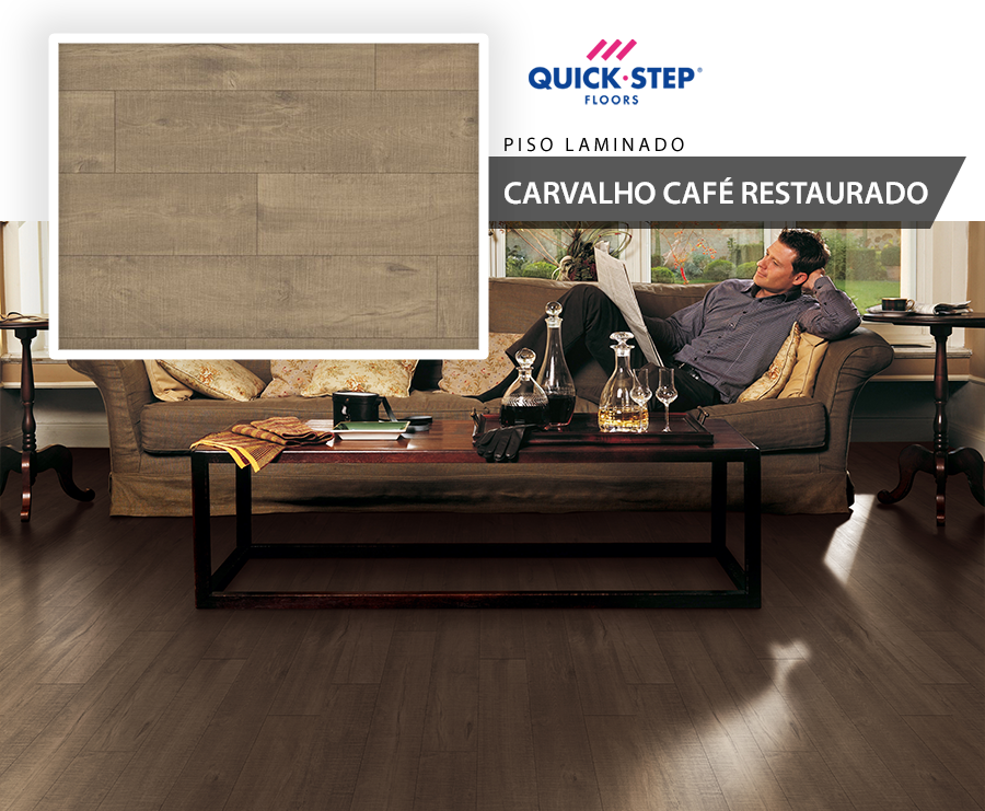 Pisos Laminados - Quick-Step Eligna Wide - Carvalho Café Restaurado